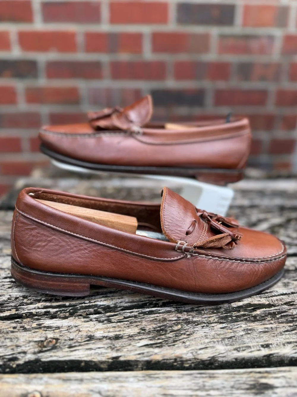 Dexter Men's Size 8.5 WW Brown Leather Kiltie Tassel Slip On Loafers Made USA P5